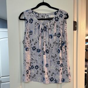 Adrienne Vittadini Pleated Blue and Pink Blouse